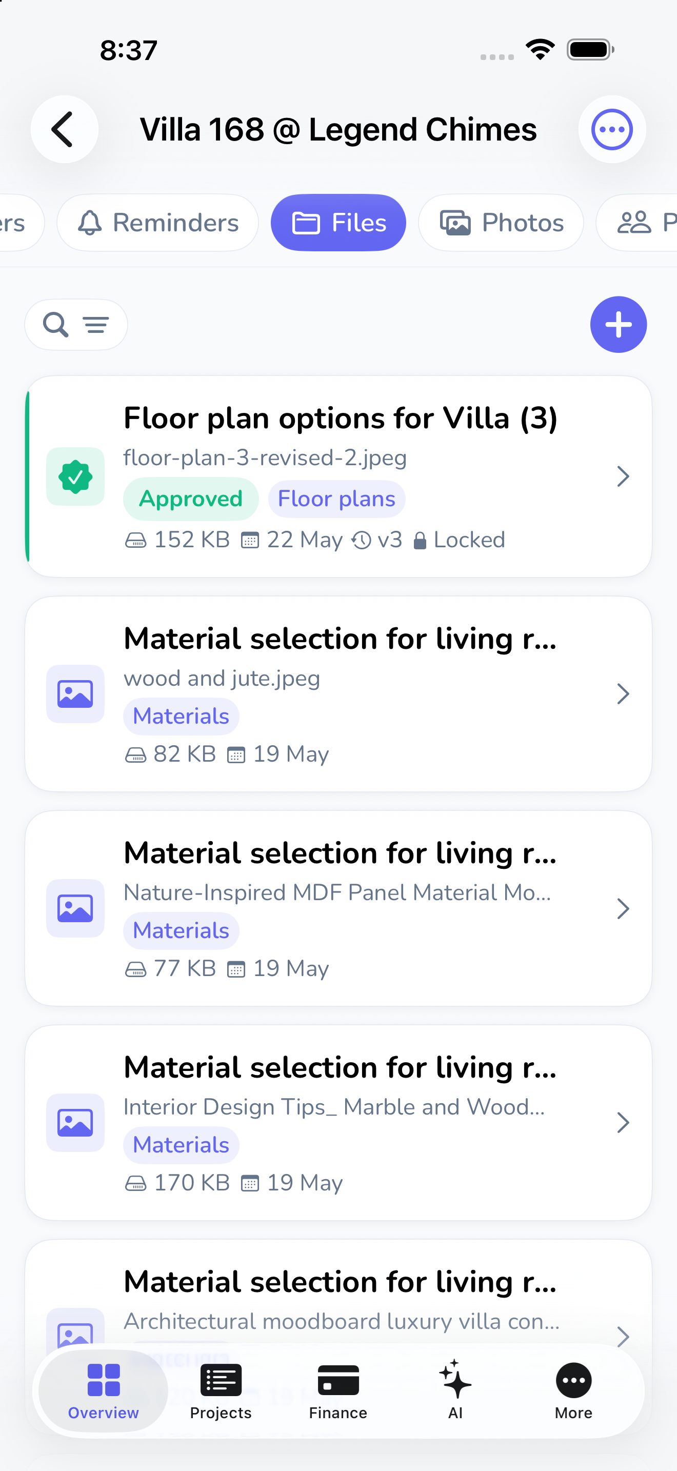 ArchiTrack iOS: Project files, organised