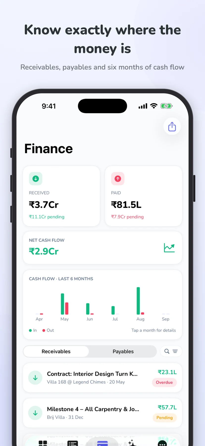 ArchiTrack iOS: Finance & cash flow