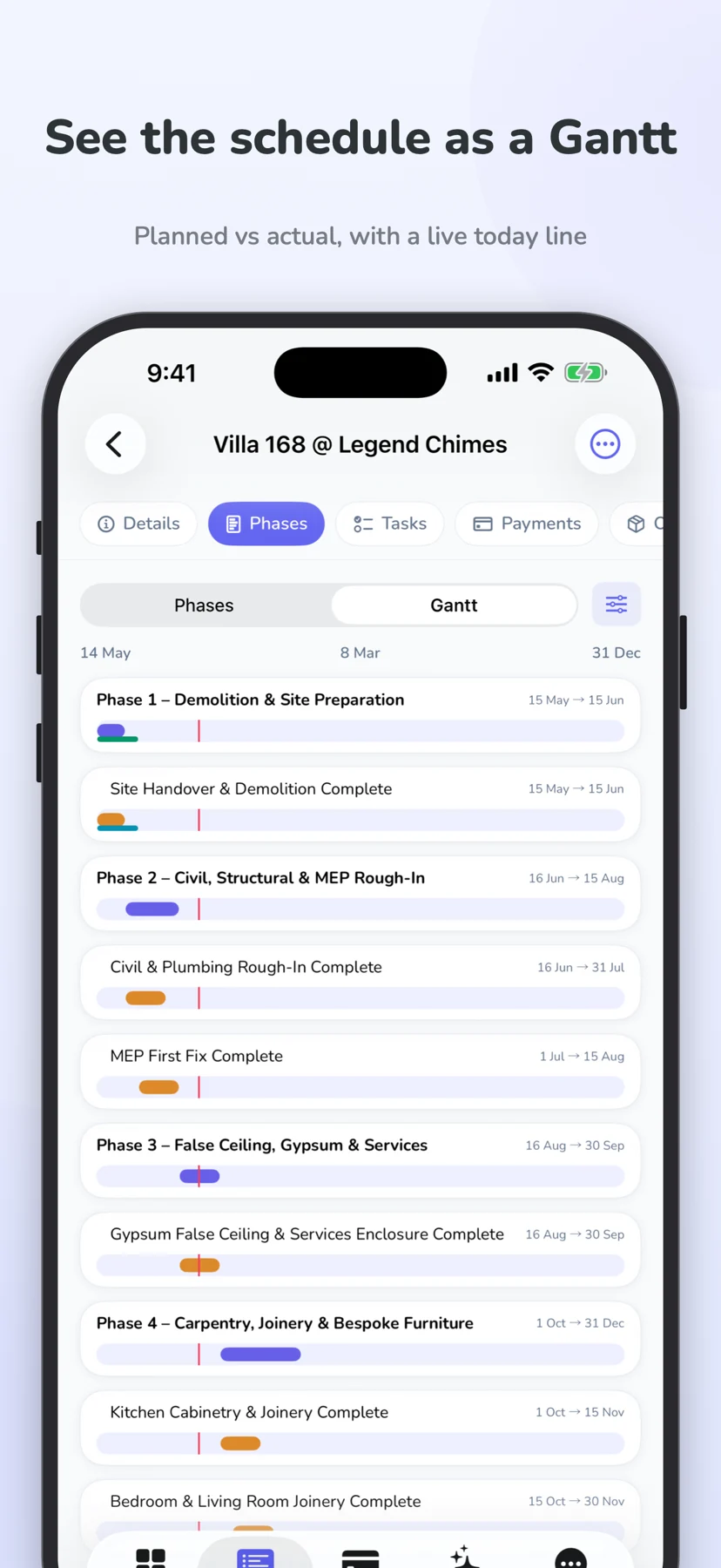ArchiTrack iOS: Visual project scheduling