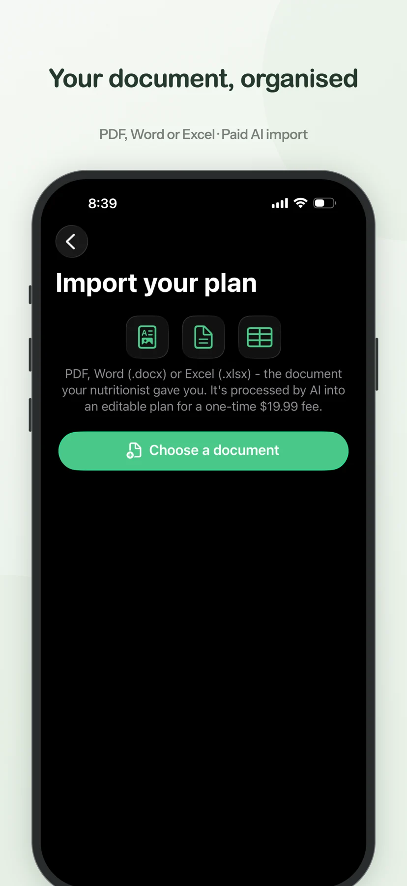 No Cheat Day iOS: Import your nutritionist’s plan