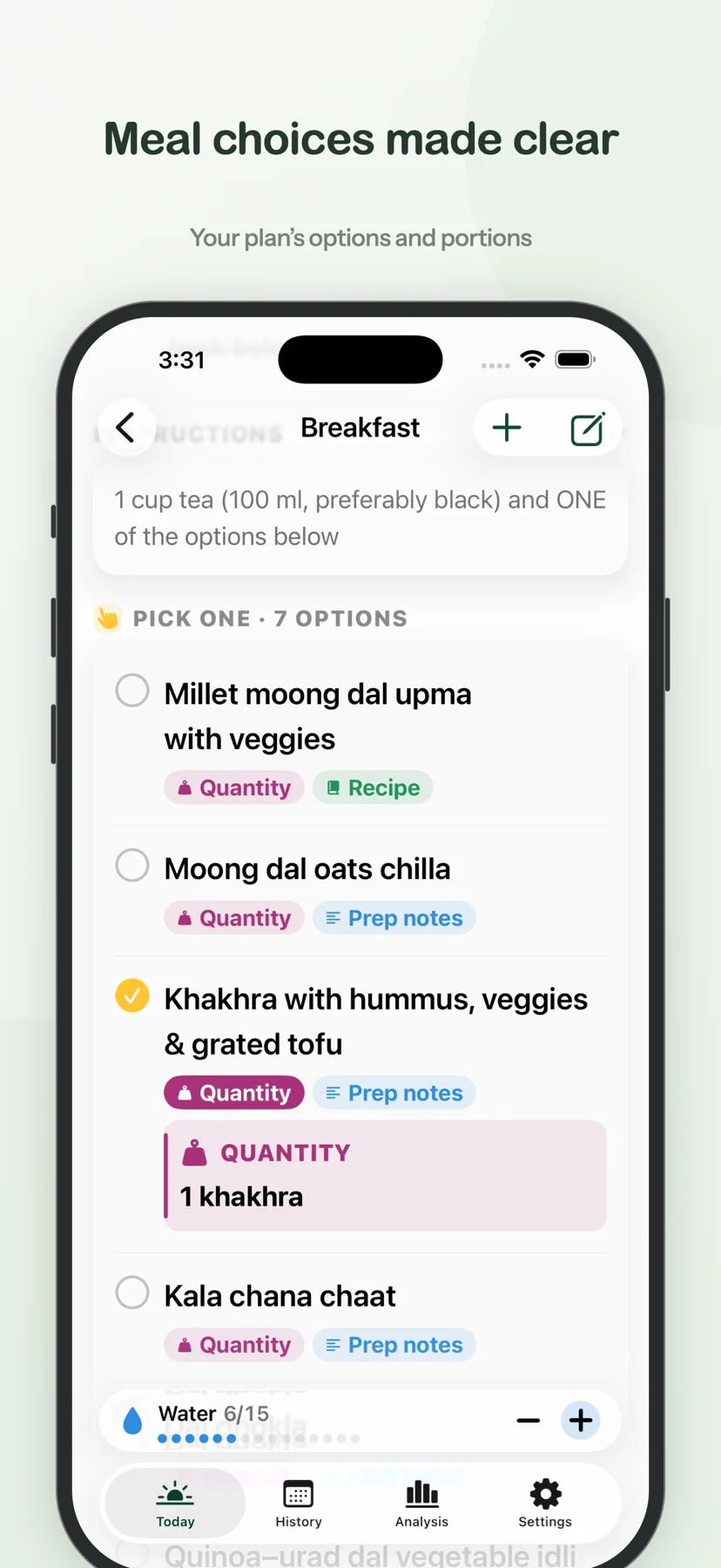 No Cheat Day iOS: Meal choices & portions