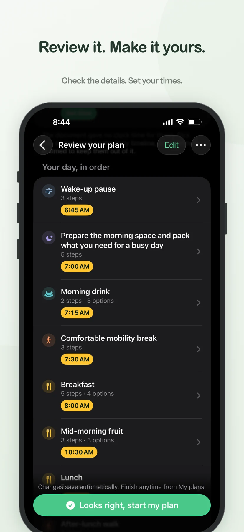 No Cheat Day iOS: Review your meals and timings