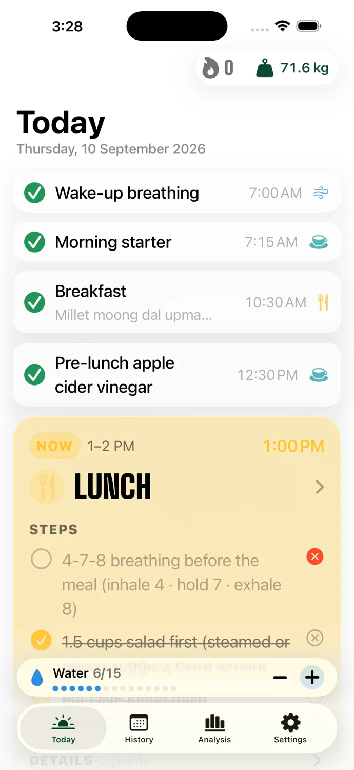 No Cheat Day iOS daily meal plan